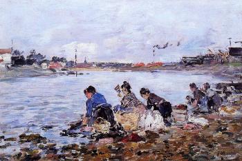 尤金 佈丹 Laundresses on the Bankes of the Touques 尤金 佈丹 Laundresses on the Bankes of the Touques